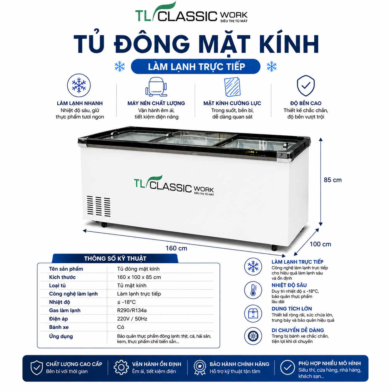 TỦ ĐÔNG TRƯNG BÀY MẶT KÍNH