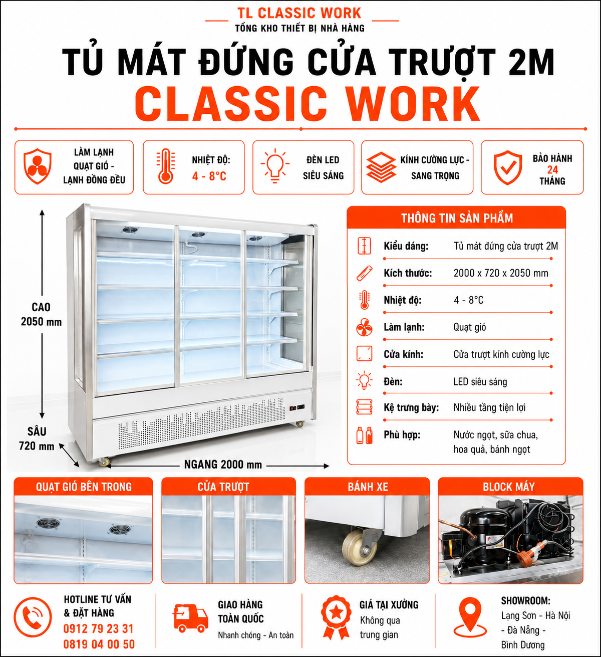 Tủ mát đứng cửa trượt