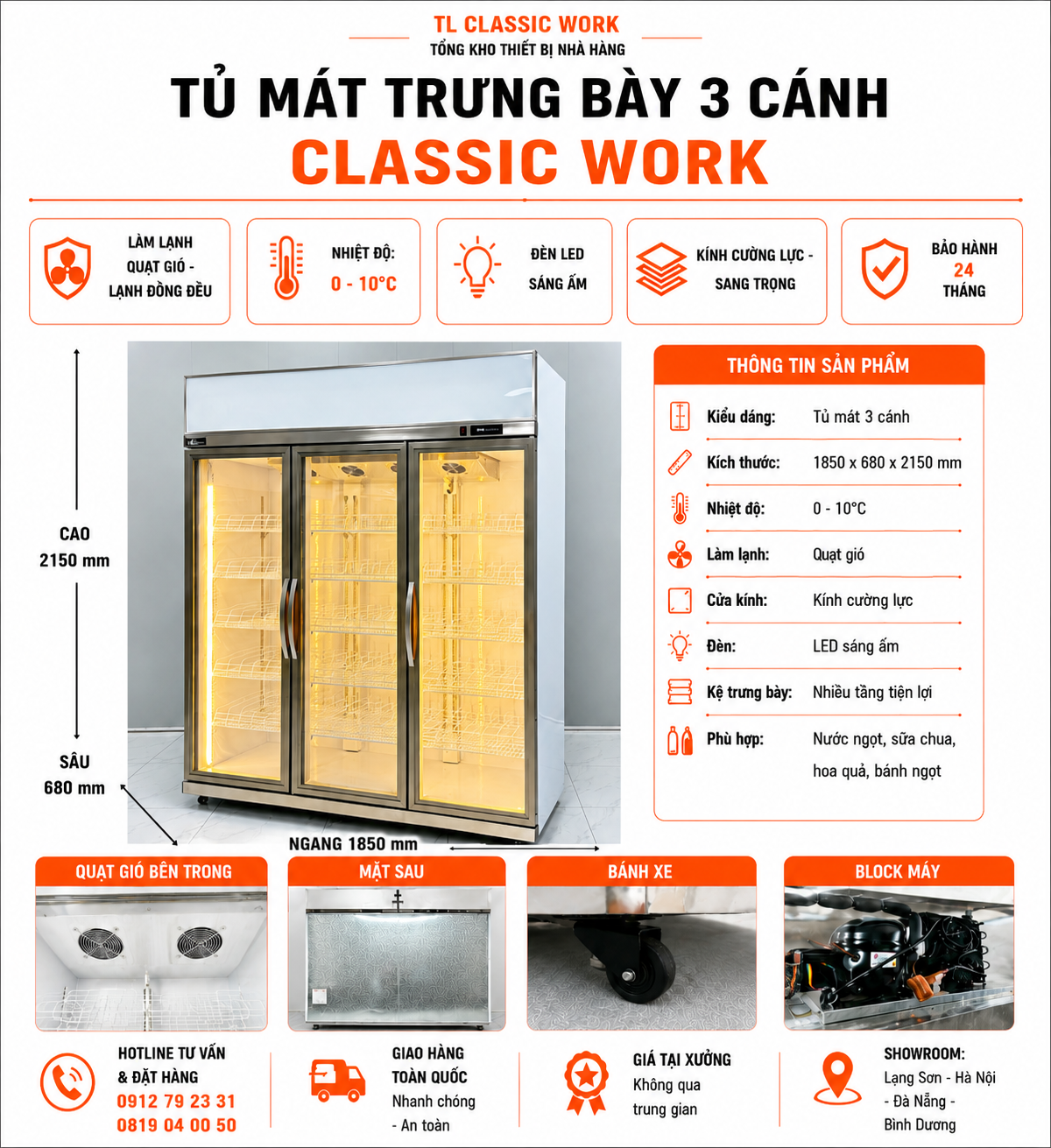 Tủ mát 2 3 4 cánh block trên
