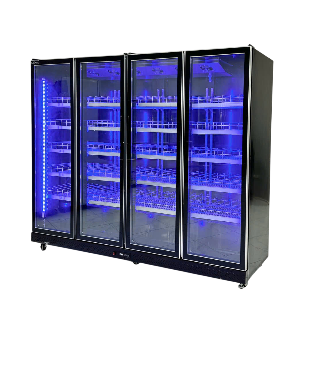 Tủ Mát 2 3 4 Cánh Cao Cấp - Đèn LED 3 Màu ( Đen) Tiết Kiệm Điện, Hiện Đại