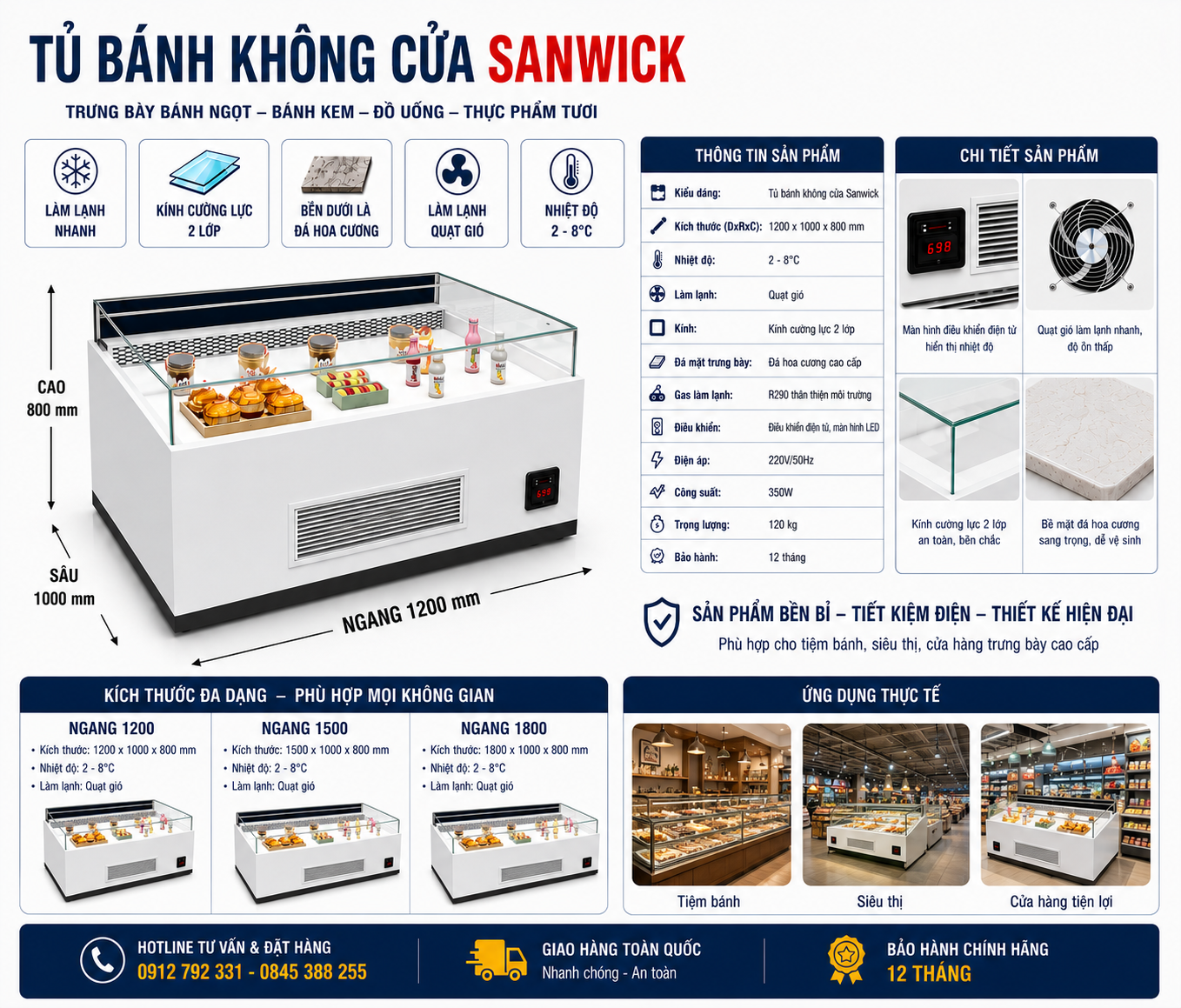 TỦ BÁNH SANWICK KHÔNG CỬA