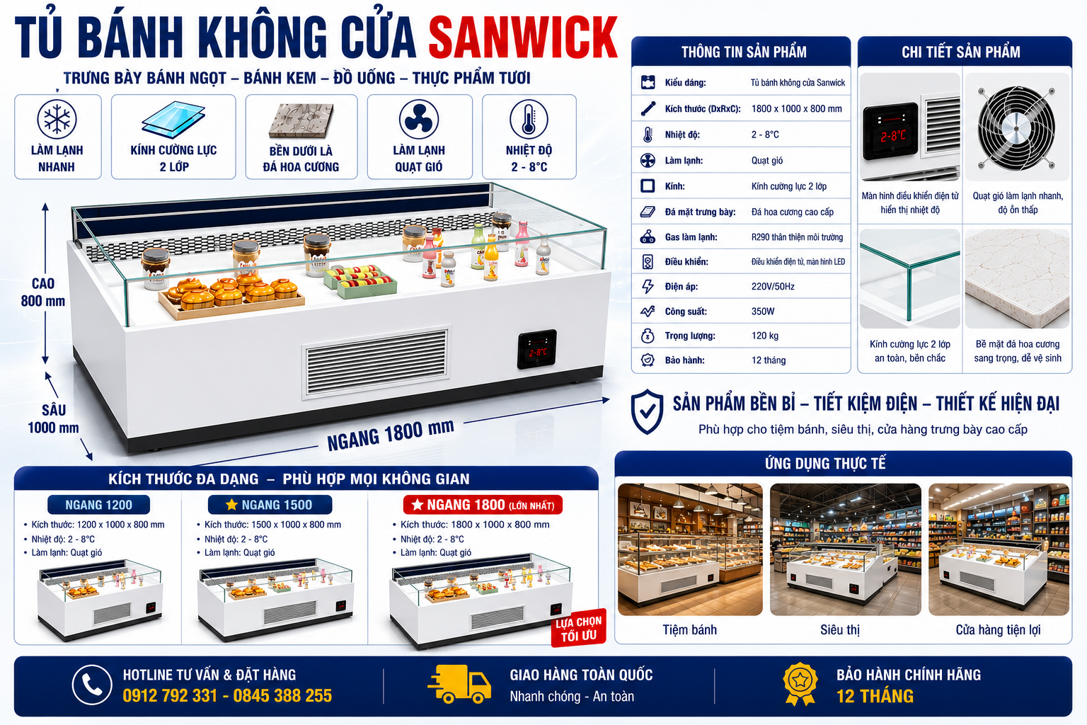TỦ BÁNH SANWICK KHÔNG CỬA