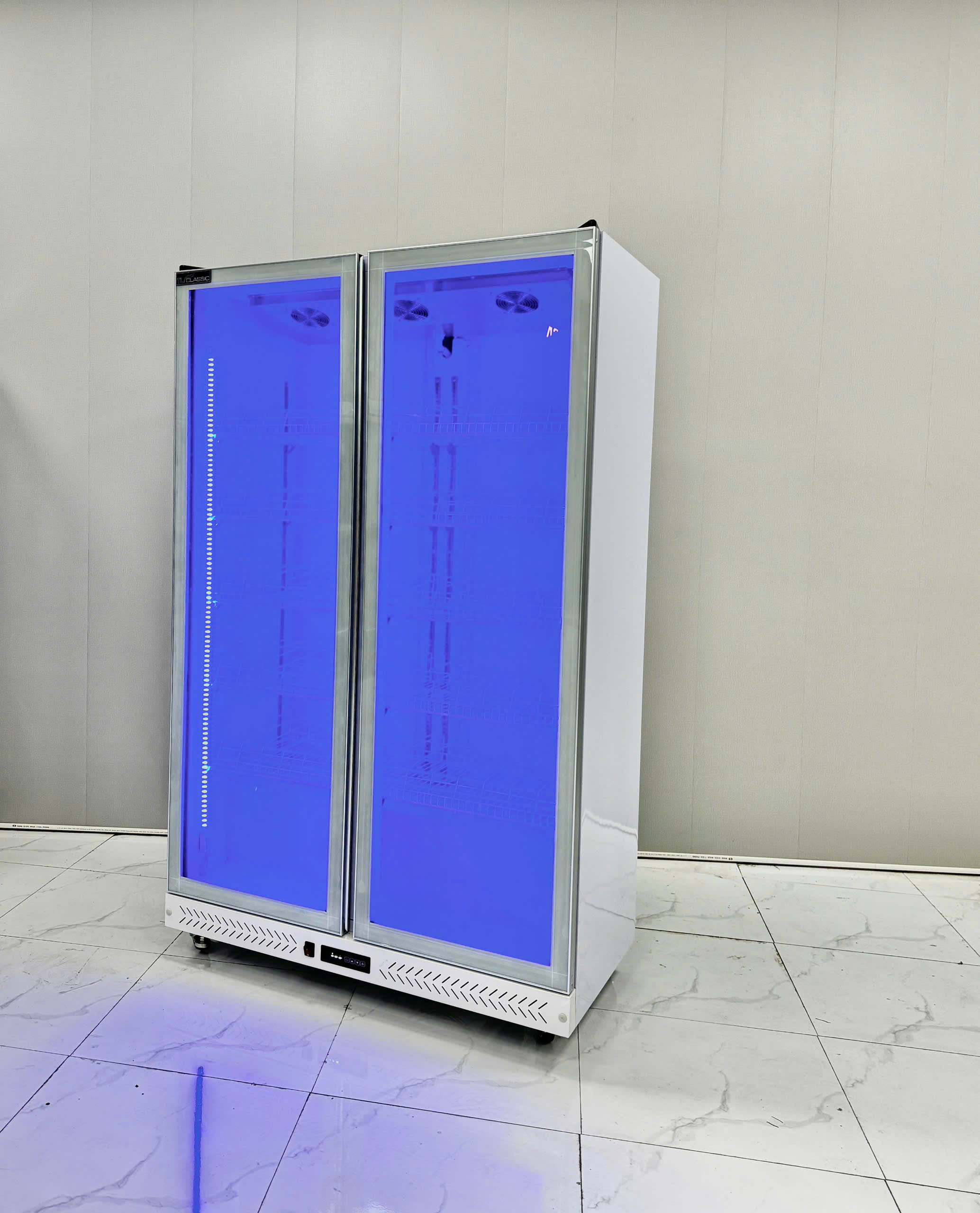 Tủ Mát 2 Cánh Cao Cấp - Đèn LED 3 Màu (Trắng) Tiết Kiệm Điện, Hiện Đại