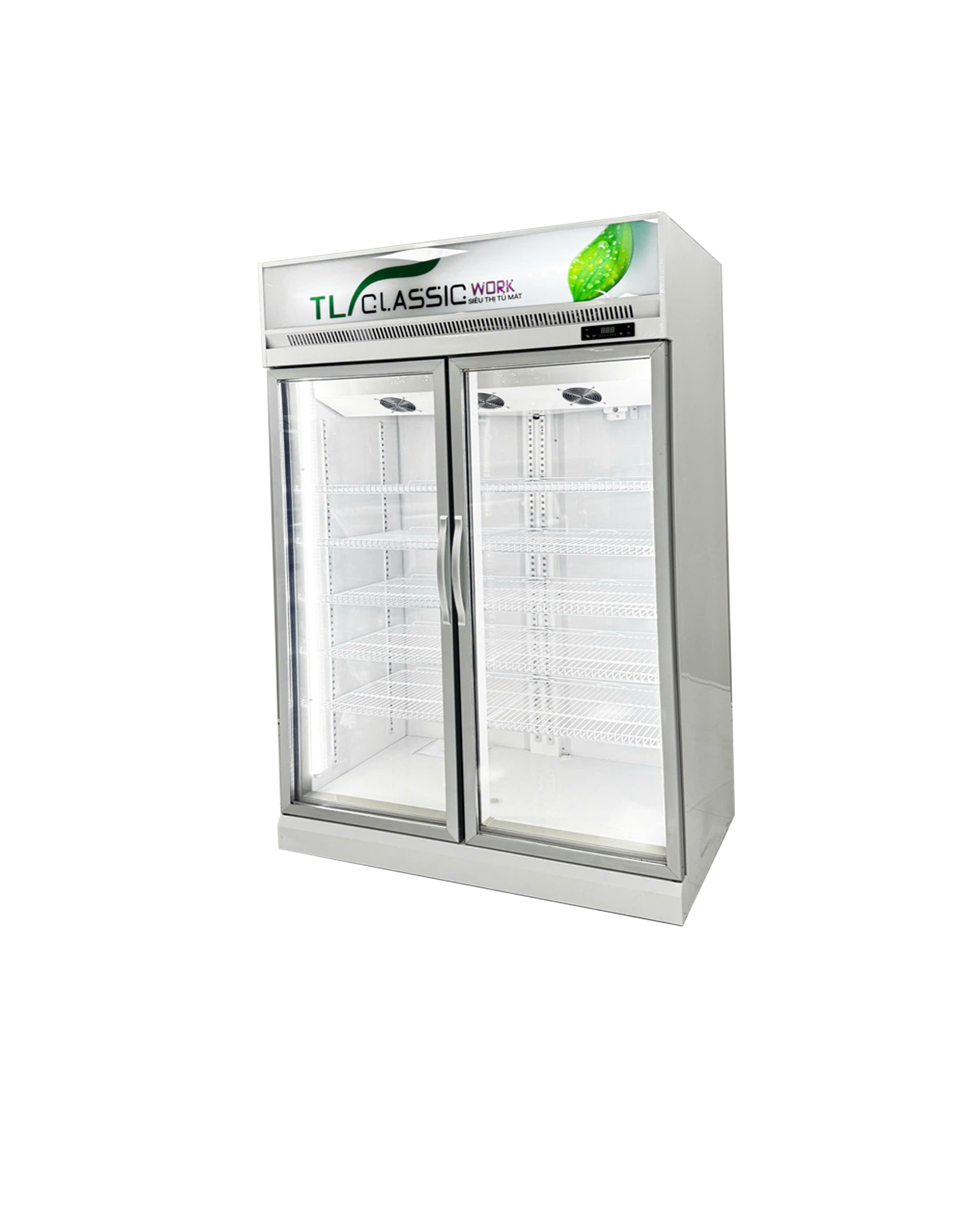 Tủ đông đứng 2 cánh kính lock trên