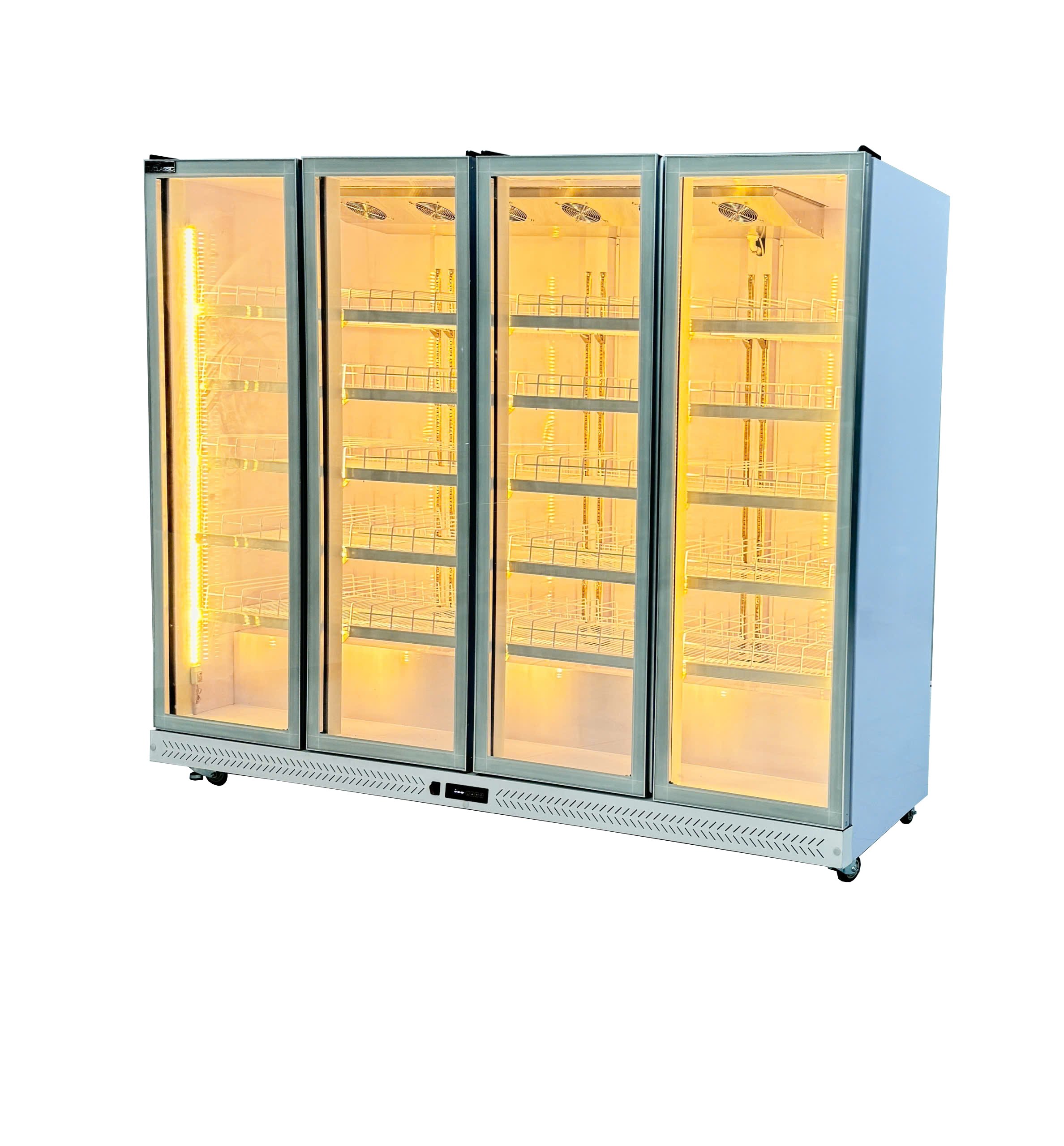 Tủ Mát 2 3 4 Cánh Cao Cấp - Đèn LED 3 Màu (Trắng) Tiết Kiệm Điện, Hiện Đại