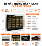 Tủ Mát 2 3 4 Cánh Cao Cấp - Đèn LED 3 Màu ( Đen) Tiết Kiệm Điện, Hiện Đại