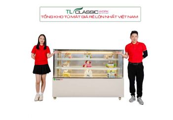 Tủ bánh kem 3 tầng kính vuông dài 1m8