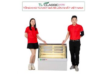 Tủ bánh kem để bàn 3 tầng kính cong