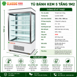 Tủ bánh kem 5 tầng cửa sau