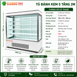 Tủ bánh kem 5 tầng cửa sau