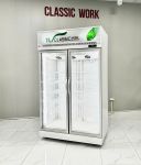 Tủ đông đứng 2 cánh kính lock trên